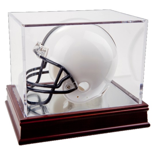 Mini-Helmet with Mirror Back Wood Base
