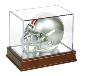 Mini-Helmet with Mirror Back Wood Base
