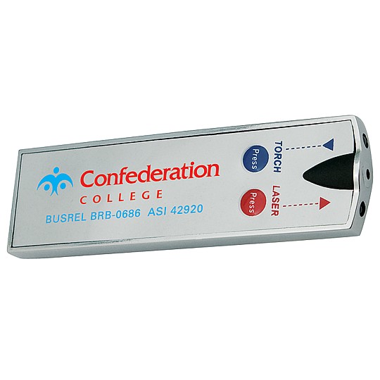 Pocket laser pointer and flashlight