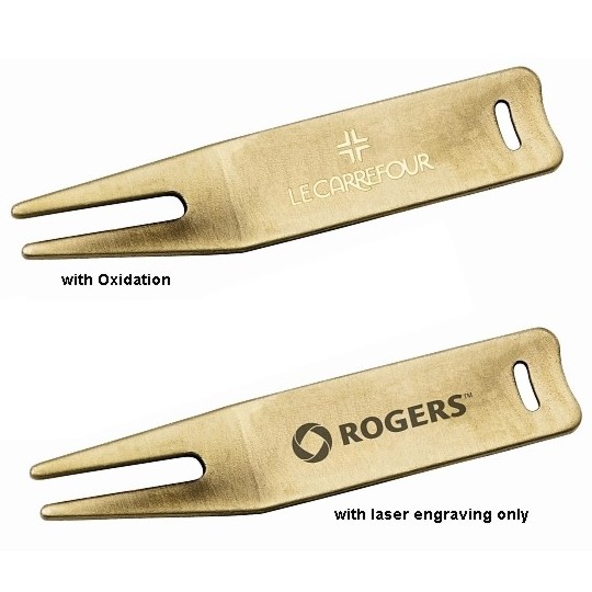 Copper finish metal divot repair tool