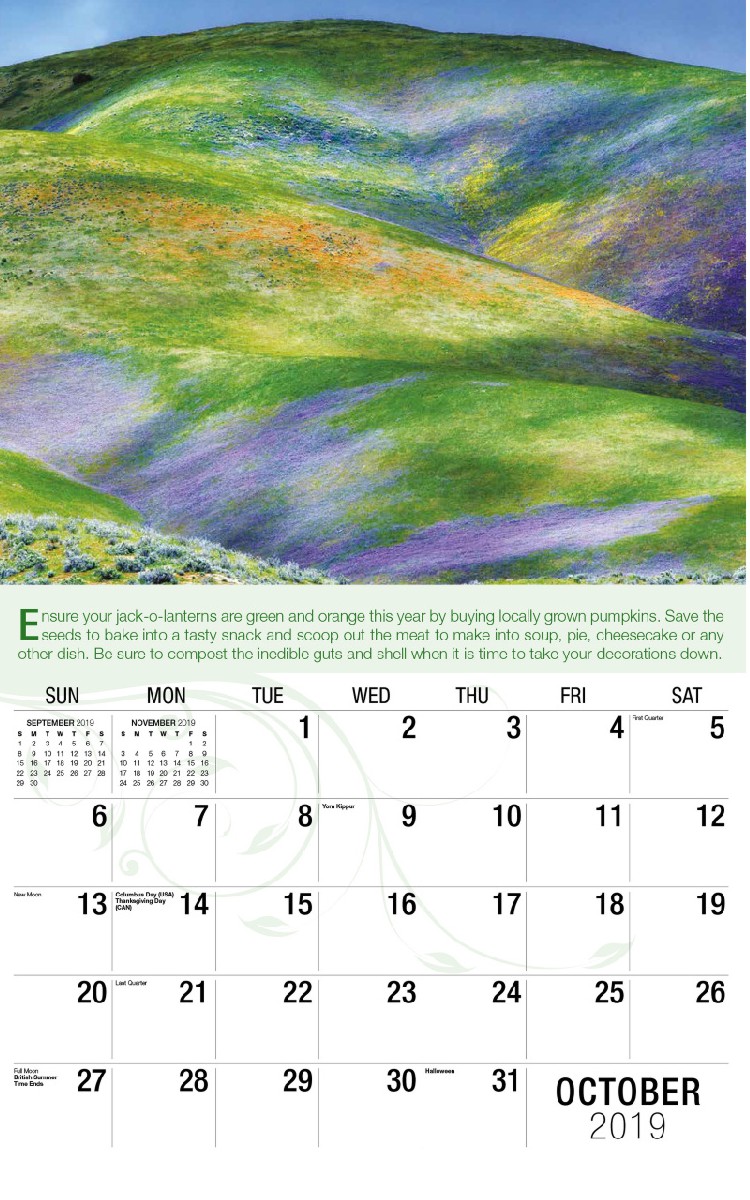 Go Green Calendar - October