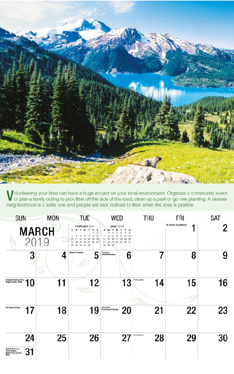 Go Green Calendar - March
