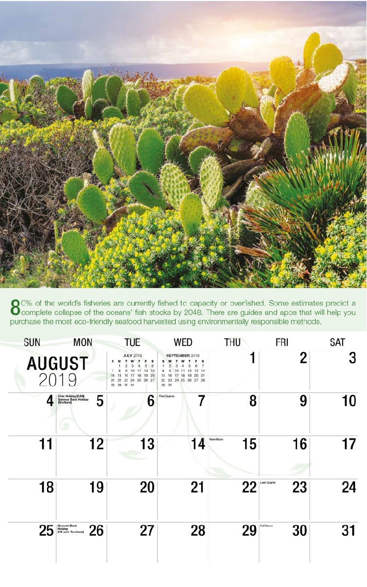 Go Green Calendar - August