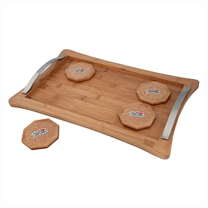 Bamboo Serving Tray and Coaster Set