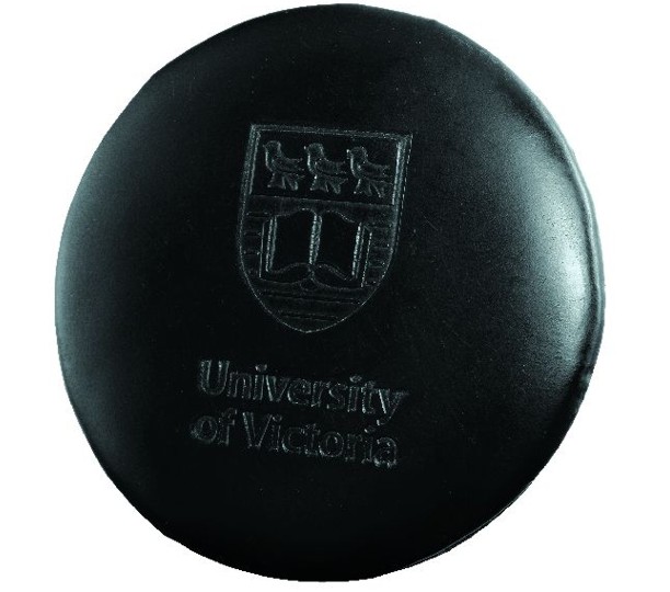 Black Round Genuine Firm Leather Coaster
