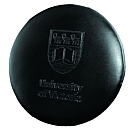 Black Round Genuine Firm Leather Coaster