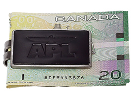 Money Clip, Pewter finish/leather