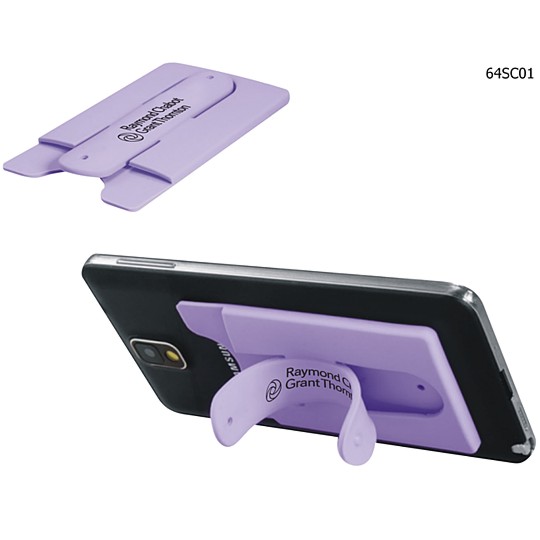 64SC01 - Silicone Cellphone Combo Card Holder and Stand