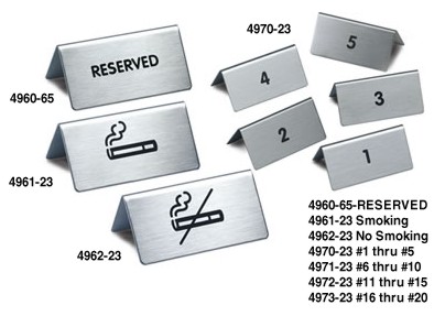 Stainless Steel Table Signs