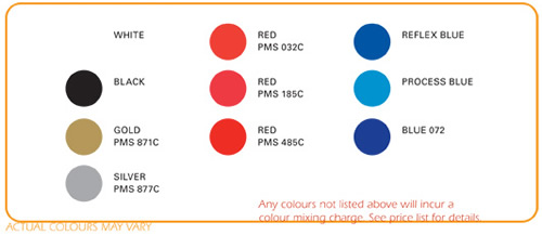 Screen Printing Colour Chart