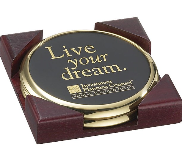 Brass Coasters in Cherry Box