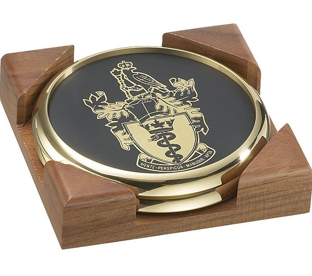 Solid Brass Coasters in Walnut Box