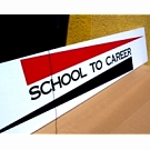 Vinyl lettering on painted wood