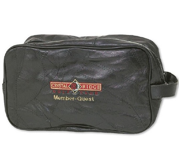 21A-1380-EMB - Patch Leather Travel Kit, Embroidered