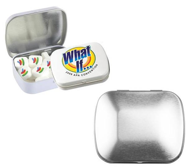 300-ISM - Domed Tin Imprinted Square Mints