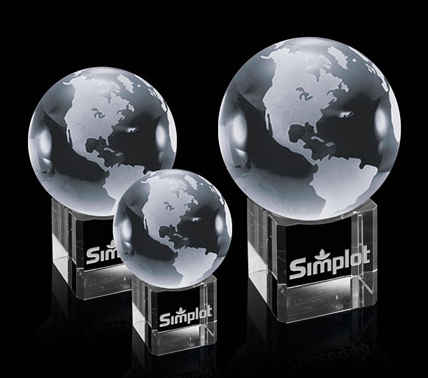 Globe On Cube Optical Crystal Award