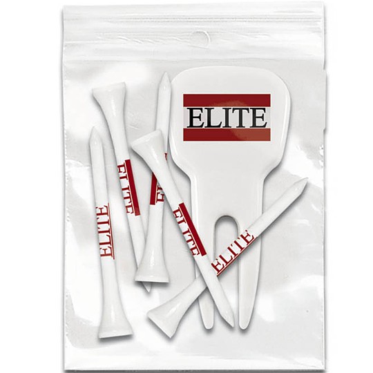 Ziplock Golf Tee Pack - 5-2 3/4 in. Tees/1 Divot Tool